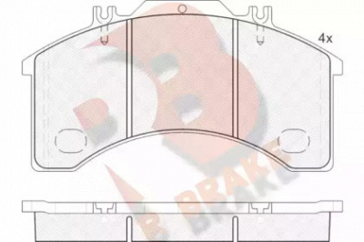 R BRAKE rb1042 -  Комплект тормозных колодок, дисковый тормоз